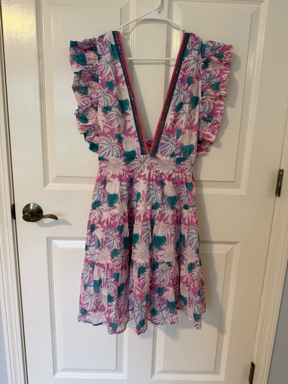 NWT Brand New: Oliphant Lilac, Teal and Pink Cross-Back Mini Dress